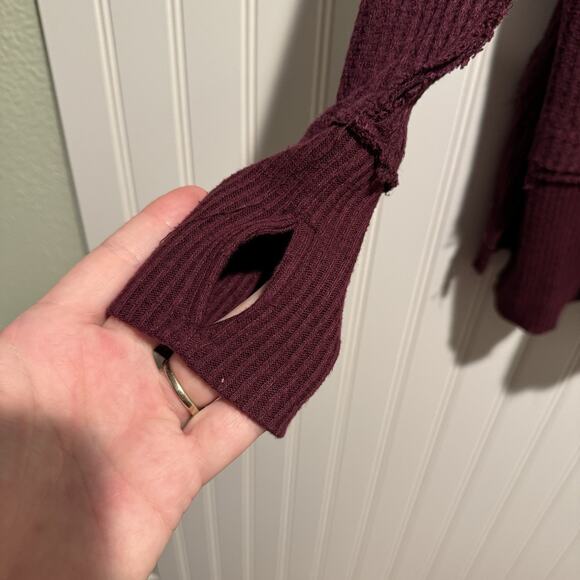 Free People North Shore Thermal Top Purple Fig Sorbet Oversized Cozy Size Small - Picture 5 of 8